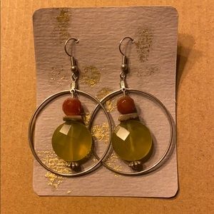 Handmade earrings cornelian, jade, abalone